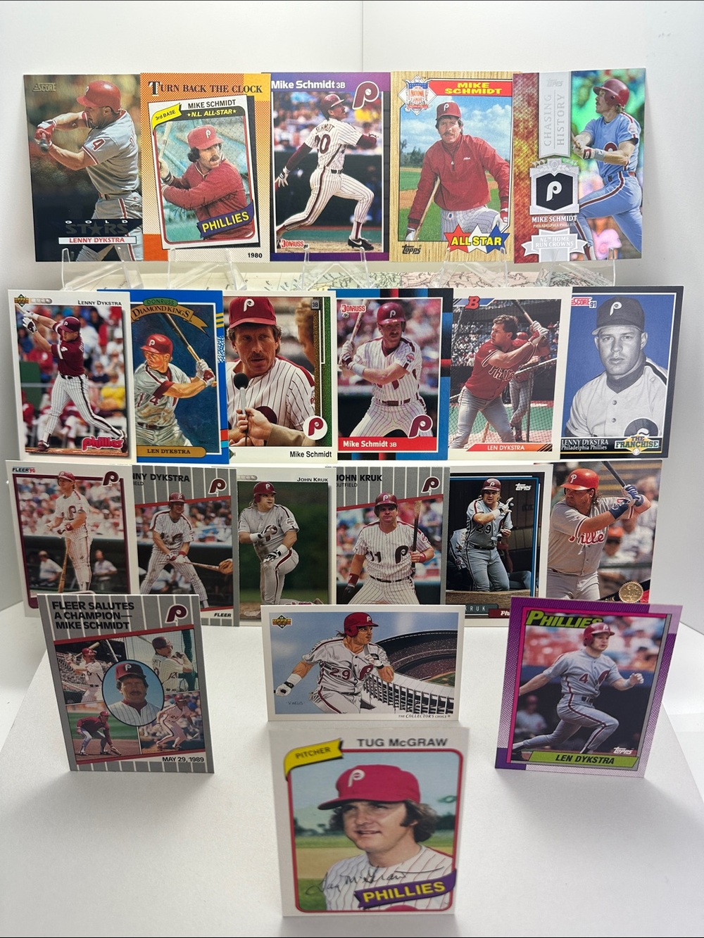Phillies Mike Schmidt vintage lot of 21 80’ Tug McGraw -Lenny Dykstra/John Kruk